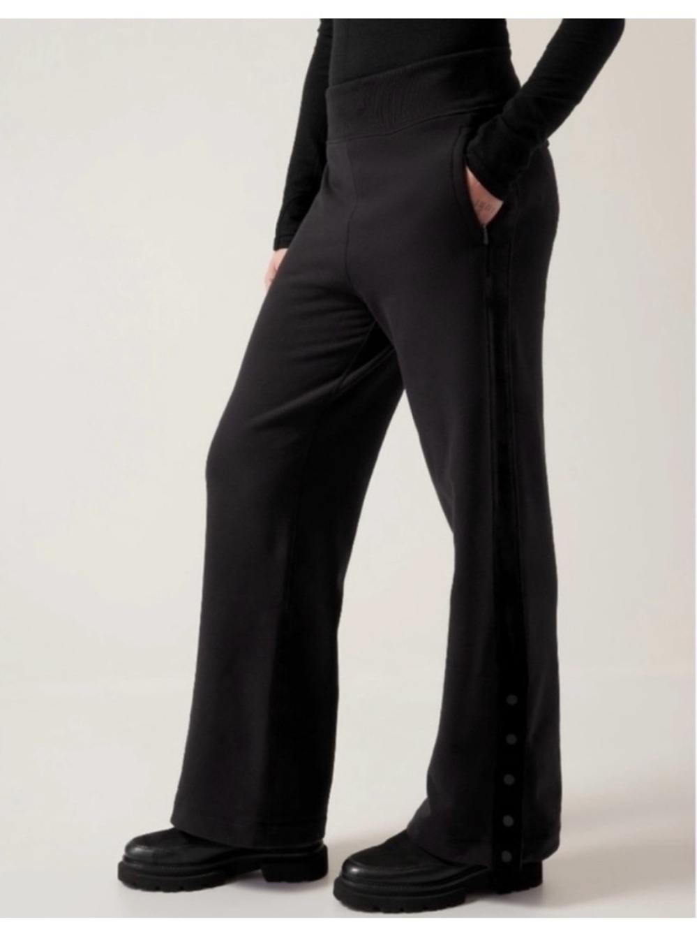 Athleta Retroplush Velvet Snap Ankle Lounge Pants - Picture 2 of 9
